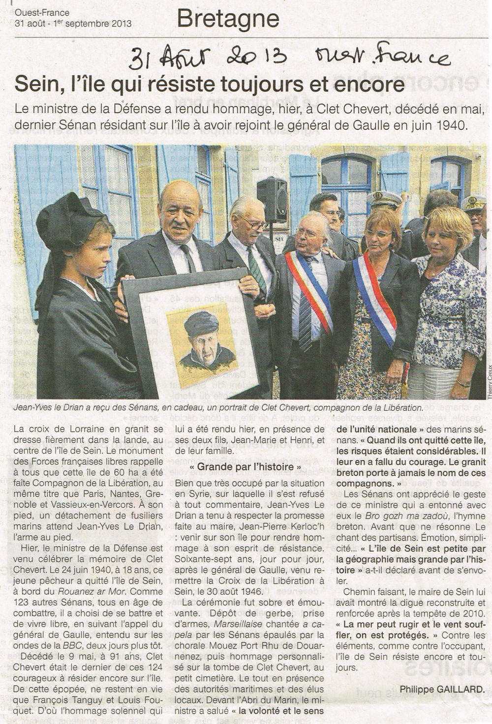 Ouest France du 31/08/2013